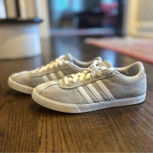 adidas Women's gray and white Suede Sneakers